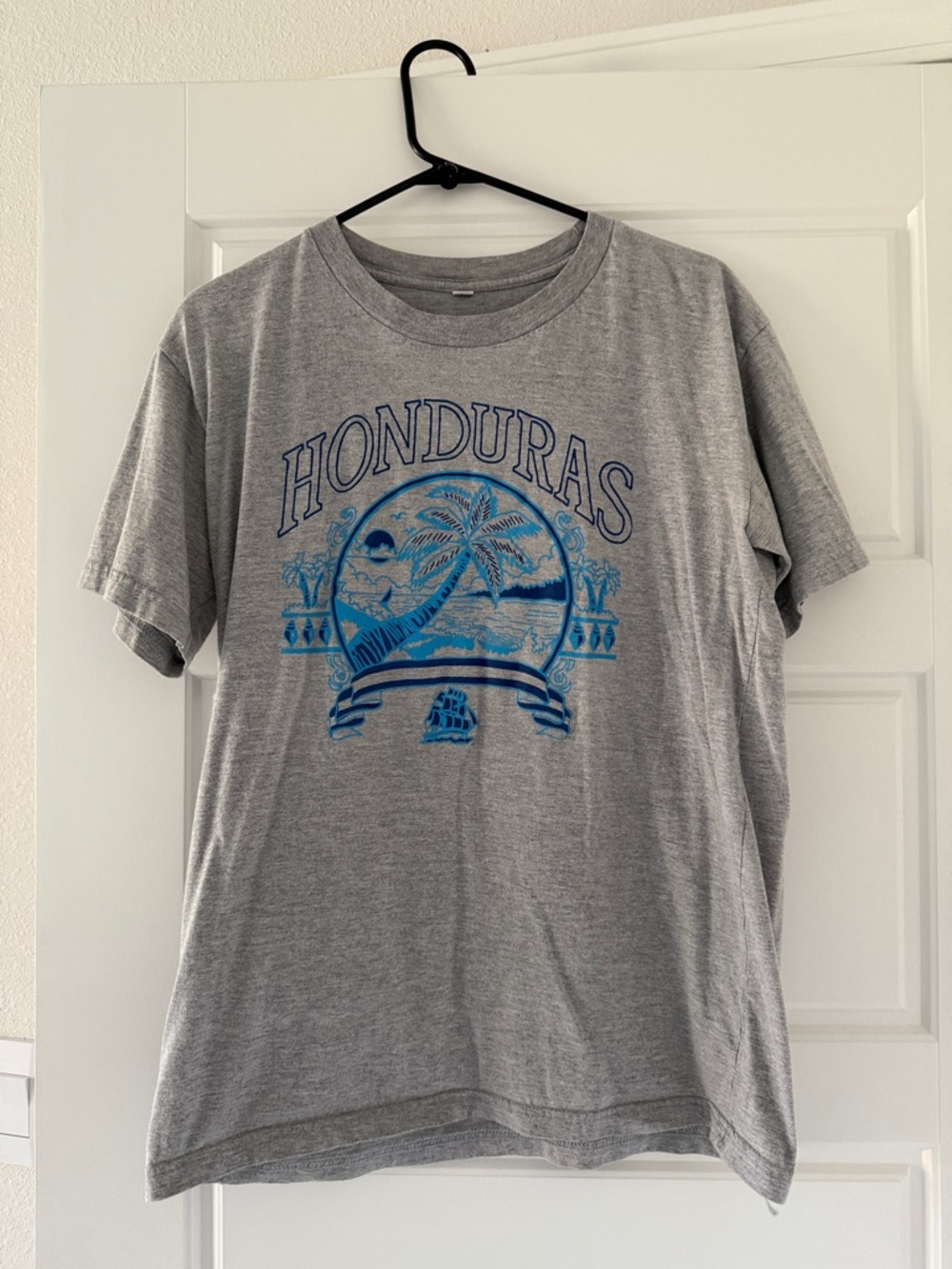 Honduras Graphic Tee in Heather Gray & Blue